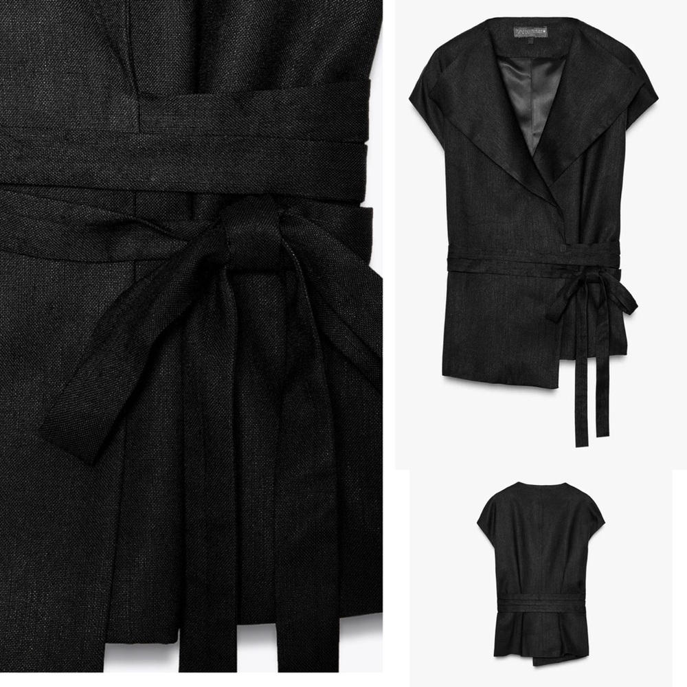 Zara ZW Collection Black Linen Vest Minimalist Chic, Modern Classic NWT Small